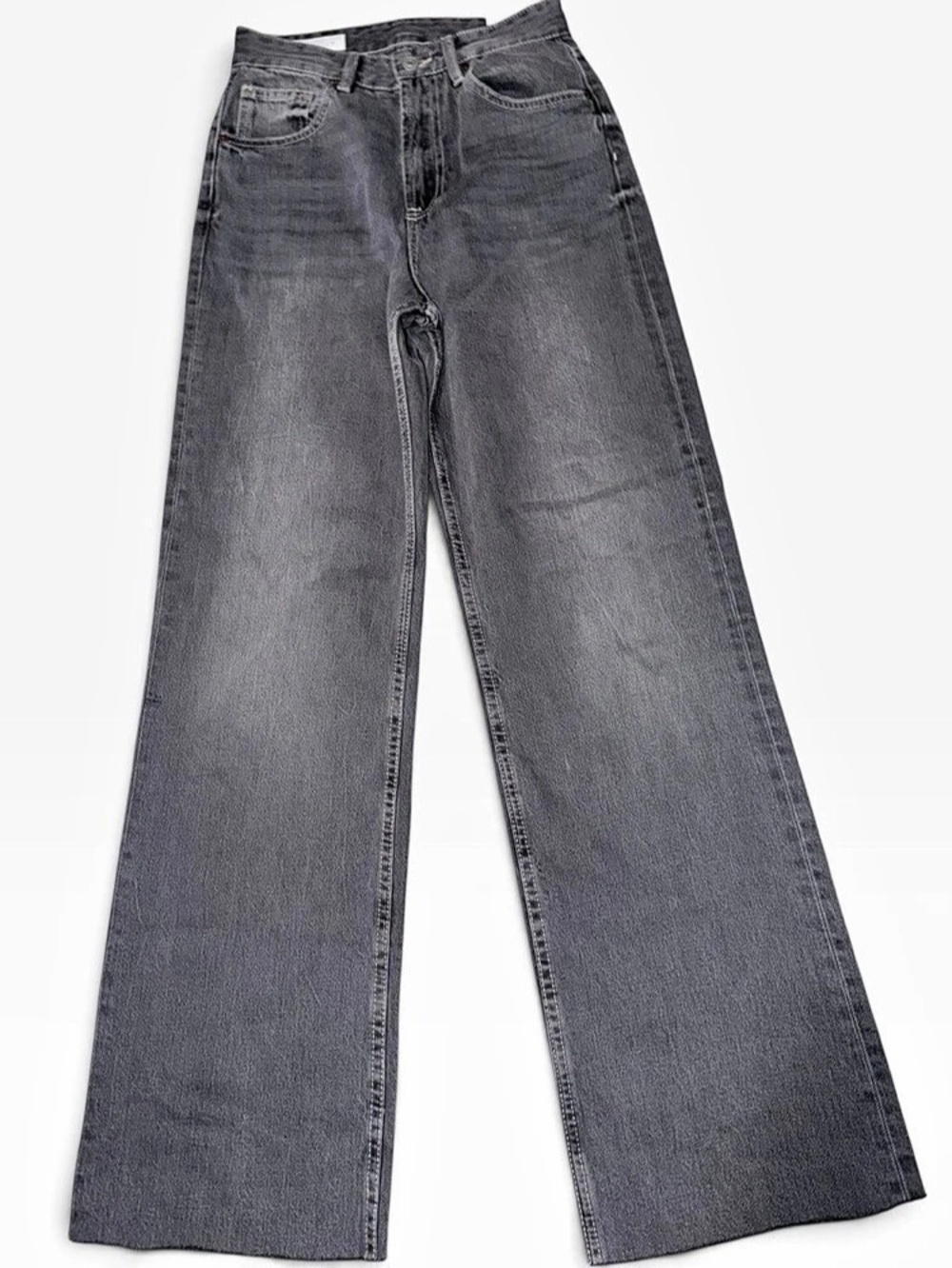 ZARA ZW Premium 90s Wide Leg Jeans Gray Waist 4